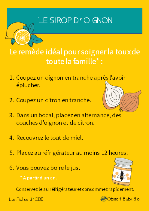 recette sirop d'oignon, remede contre la toux pour toute la famille