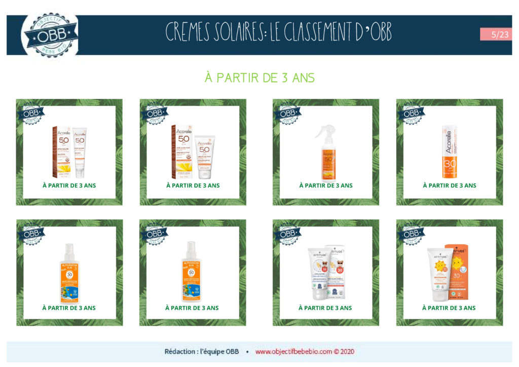 CREMES SOLAIRES 5 A PARTIR DE 3 ANS