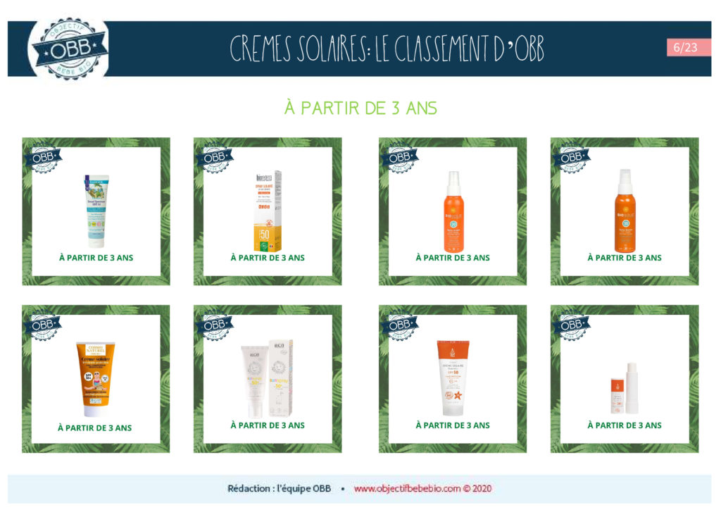CREMES SOLAIRES 6 A PARTIR DE 3 ANS
