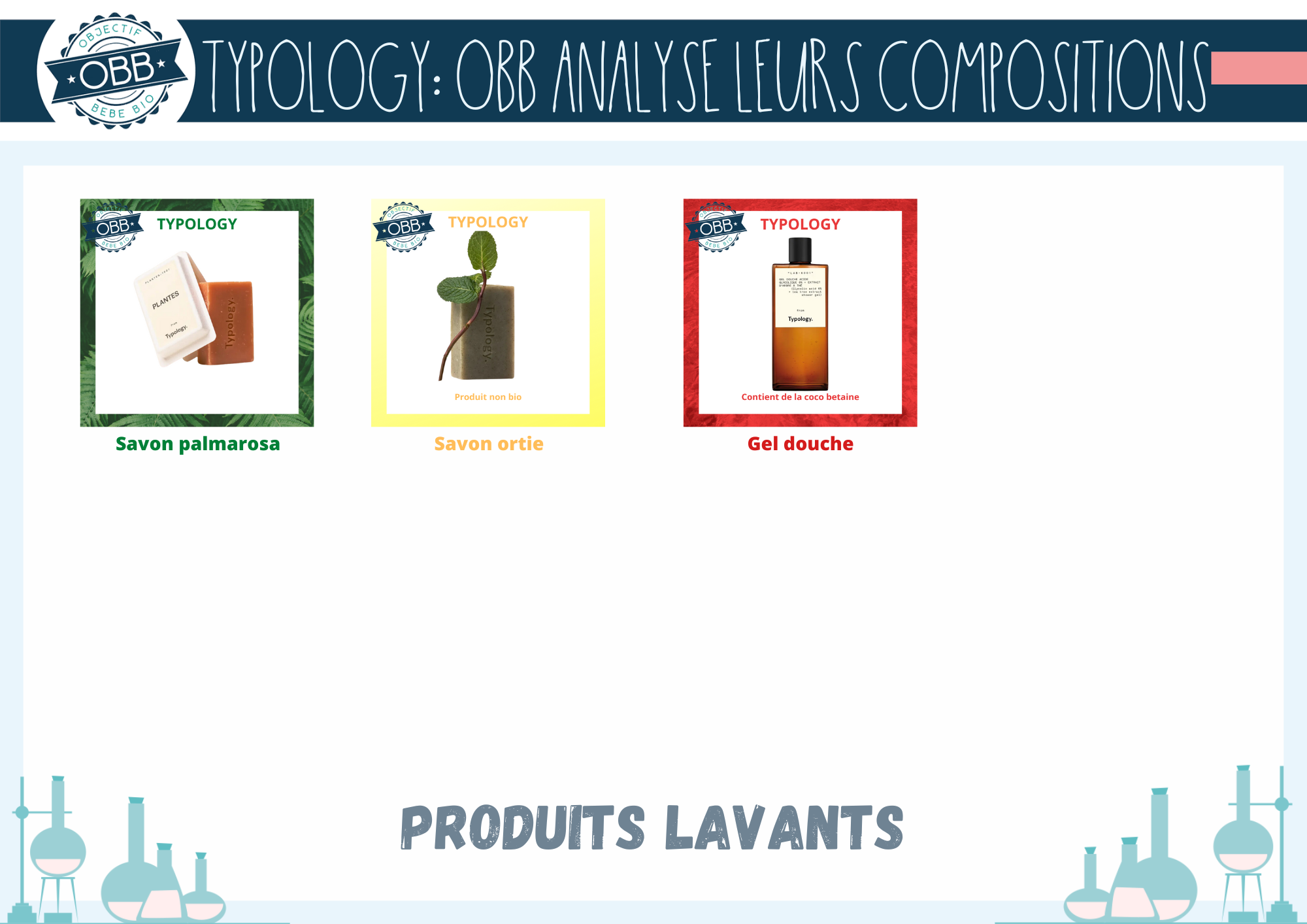 typology analyse compo INCI PRODUIT LAVANT GEL DOUCHE SAVON