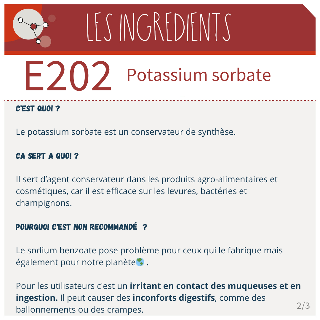 Fiche explicative pour les problématiques du potassium sorbate