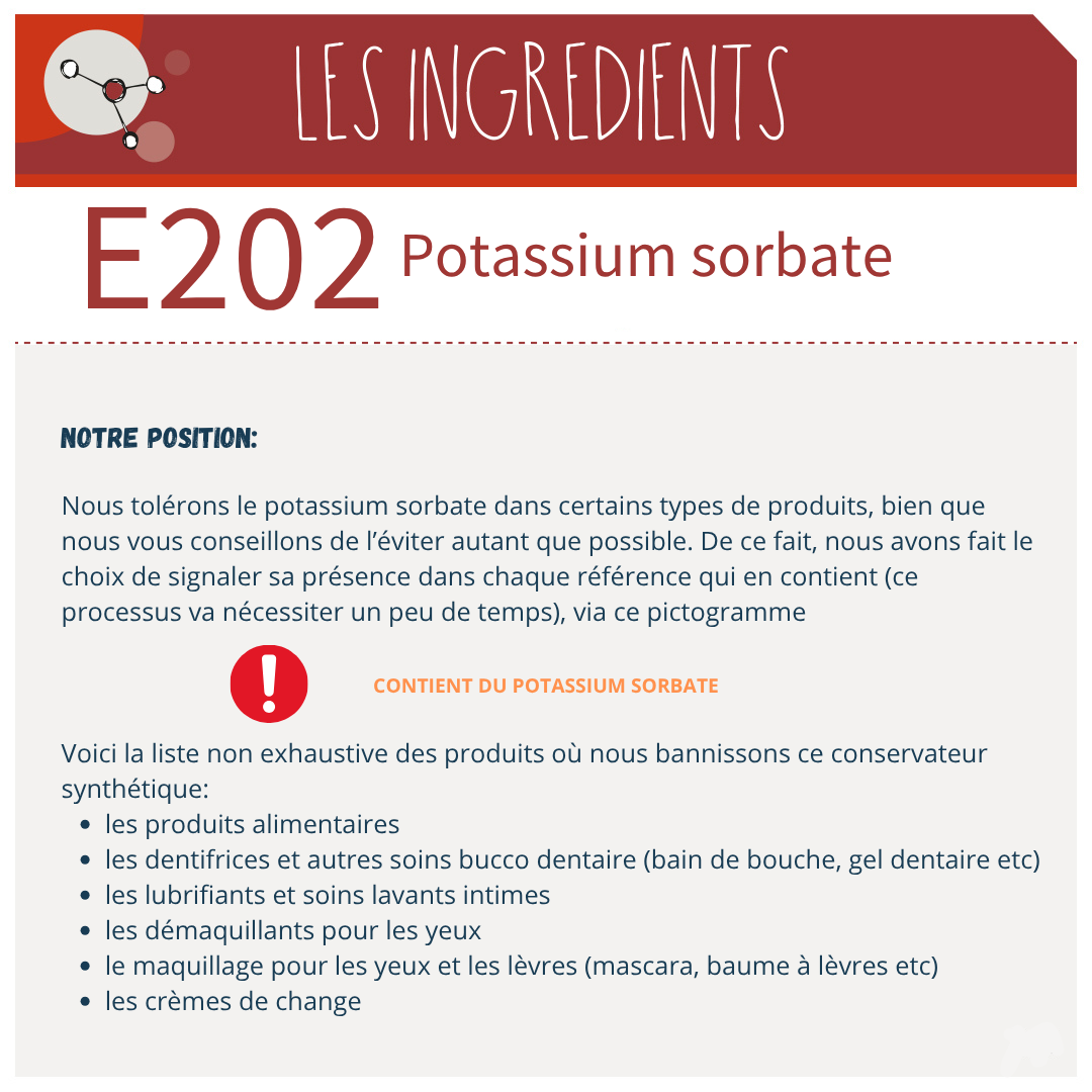 la position d'OBB sur le sorbate de potassium