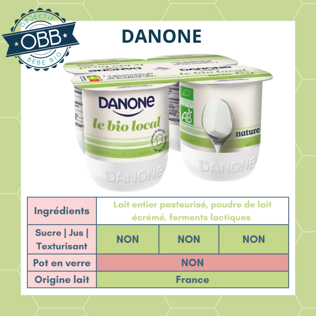 Danone, yaourt au lait entier sans sucre en pot en plastique