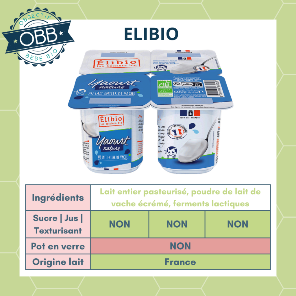 Elibio, yaourt au lait entier sans sucre en pot en plastique