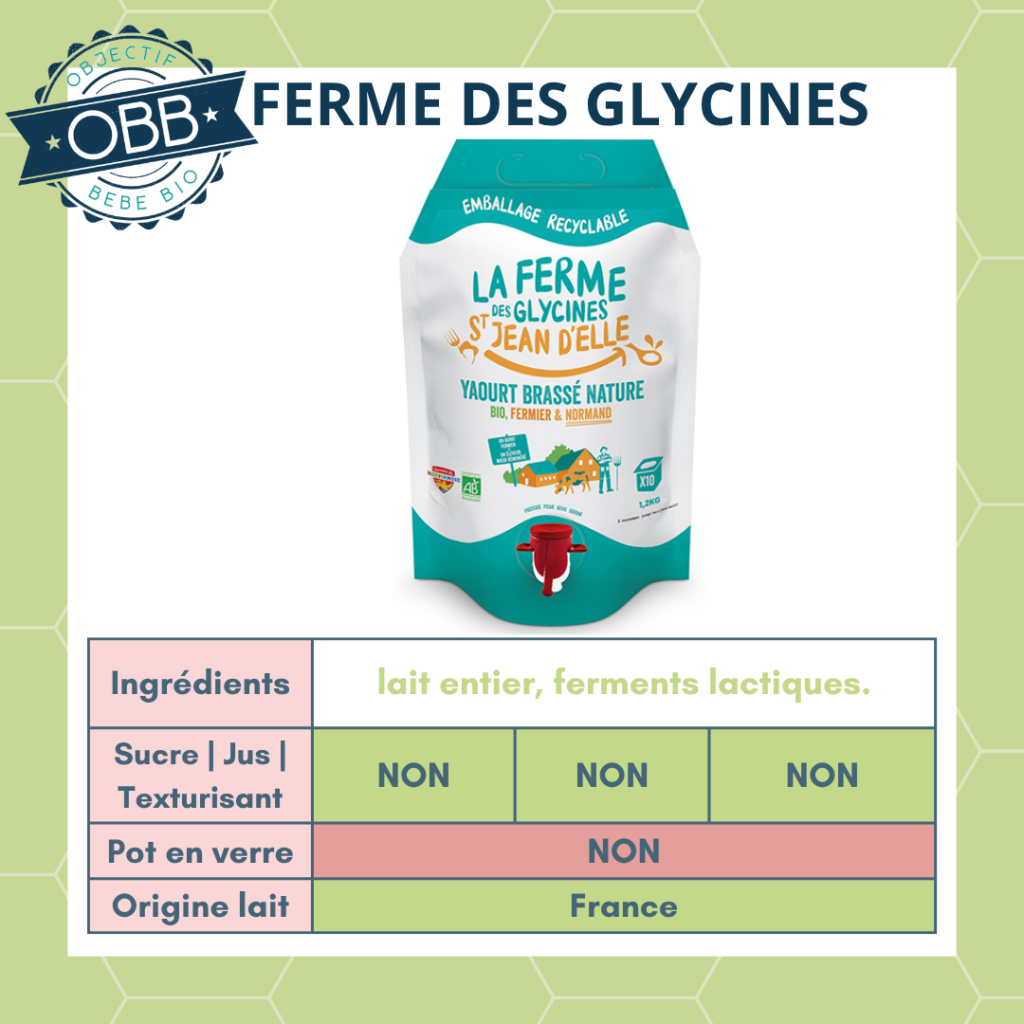 La ferme des glycines, yaourt au lait entier sans sucre en pot en plastique