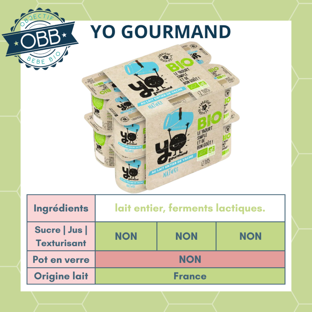 Yo gourmand, yaourt au lait entier sans sucre en pot en plastique