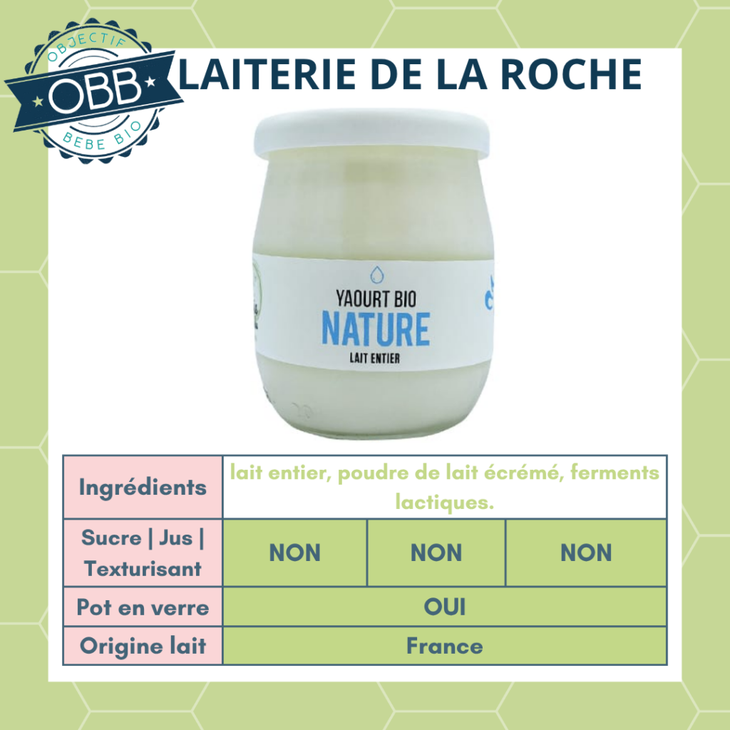 Laiterie de la Roche, yaourt au lait entier sans sucre en pot en verre