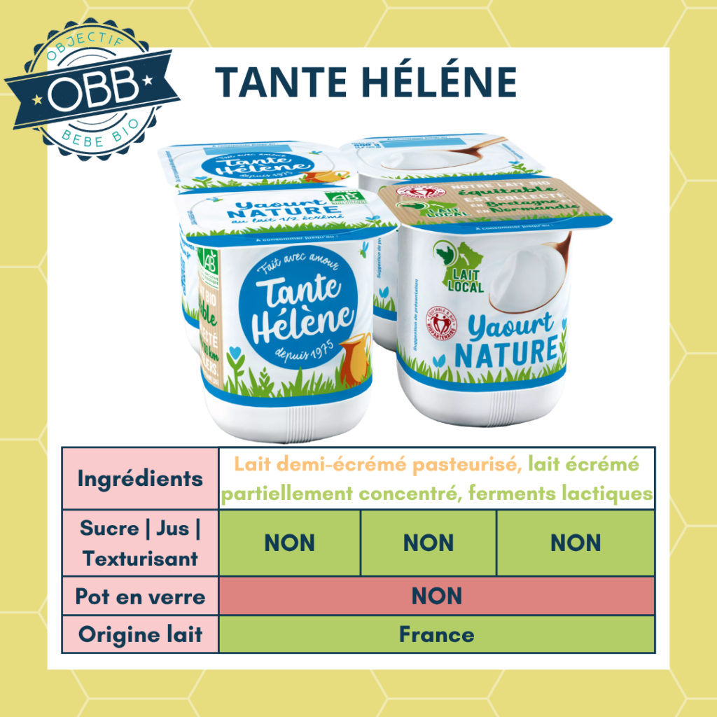 Tante Héléne, yaourt au lait demi écrémé sans sucre en pot en plastique