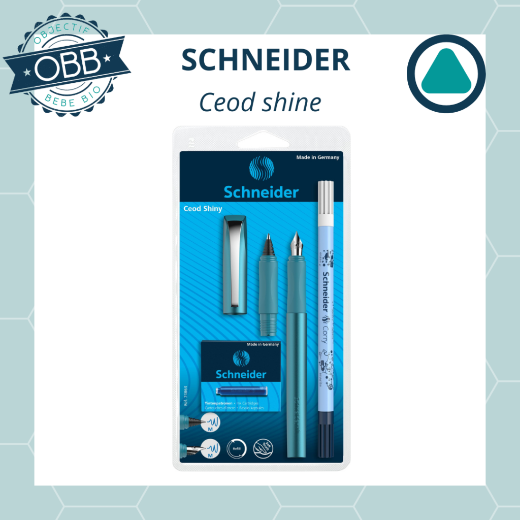 Ceod Shiny de chez Schneider: stylo à plume avec grip ergonomique caoutchouté et plume en acier inoxydable