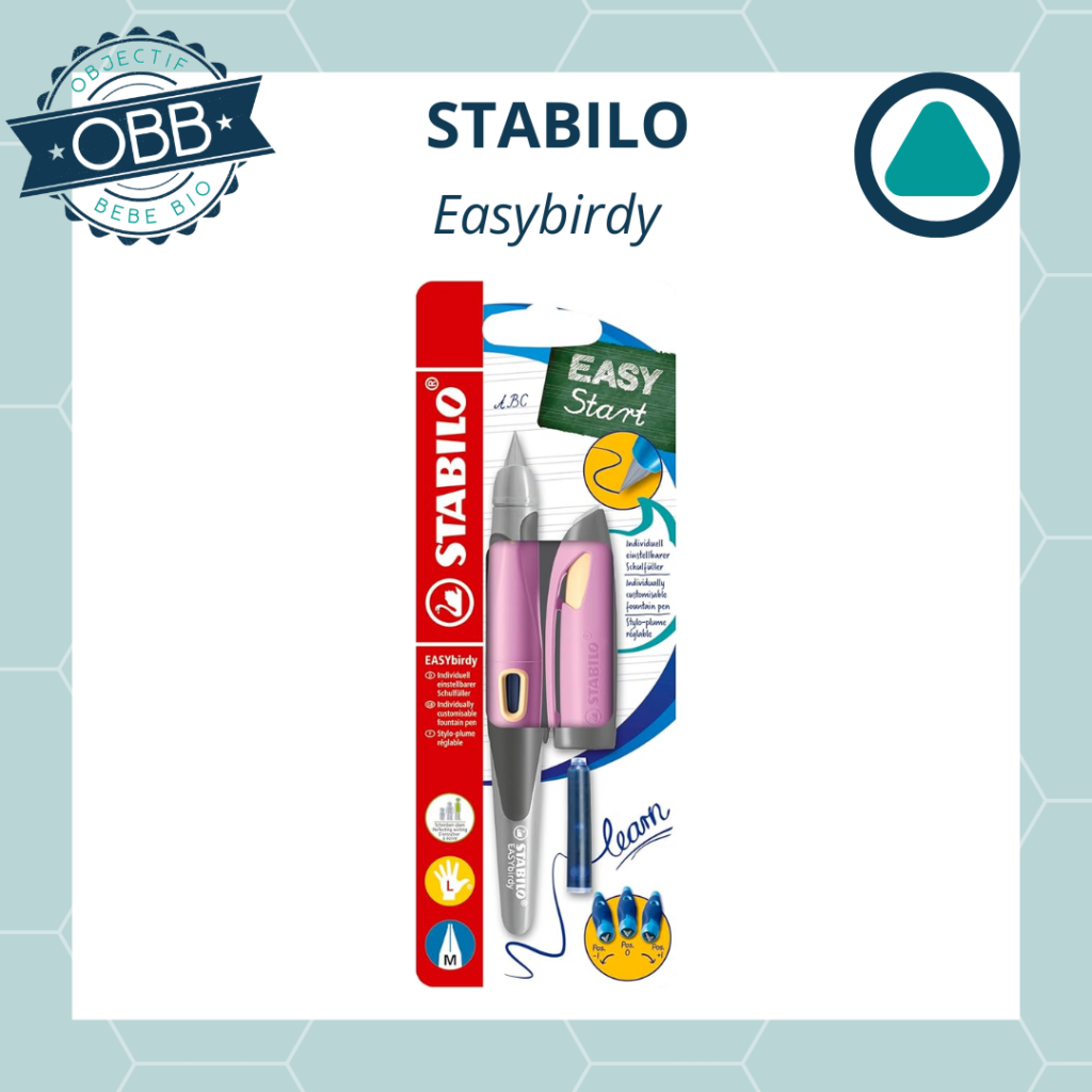 Elle propose également un autre modèle décliné en version gaucher et droitier: le easybirdy Ce stylo plume a une pointe réglable.