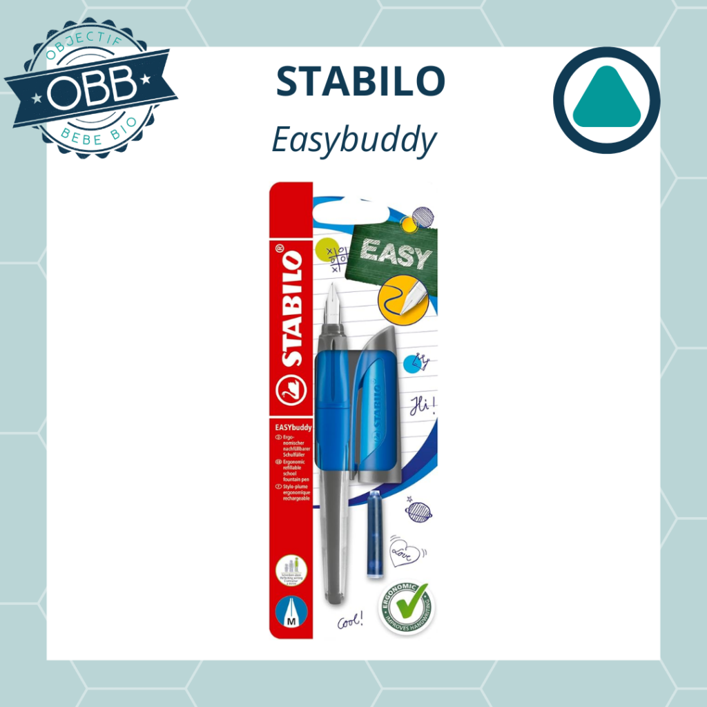 La marque Stabilo propose le stylo plume Easybuddy avec une zone grip antidérapante et ergonomique